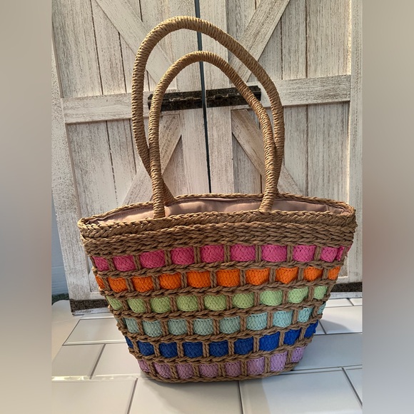 Colorful Woven Tote Bag - Picture 2 of 4
